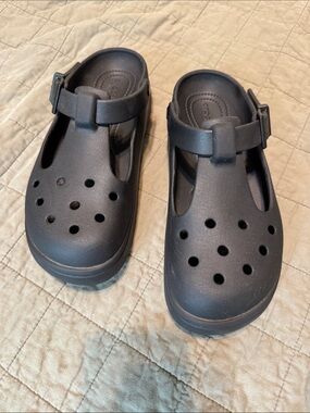 CROCS Women’s Mary Jane Clog Sandals - Black, Size 8